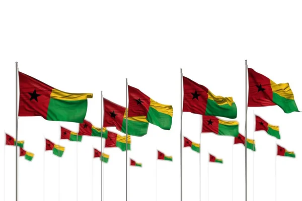Cute Gwinea Bissau izolowane flagi umieszczone w rzędzie z selektywnej ostrości i miejsce dla treści-wszelkie wakacje flaga 3D ilustracji — Zdjęcie stockowe