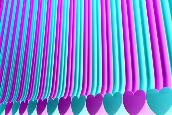 volumetric surfaces formed by extruded heart shape, valentines day concept - hi-tech 3D Illustration of abstract background