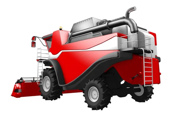 Industriële 3D-illustratie van grote gesmolten rode rogge landbouw combineren Harvester zijaanzicht geïsoleerd op wit — Stockfoto