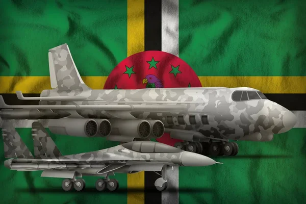 Домініка концепція повітряних сил на тлі державного прапора. 3D ілюстрація — стокове фото