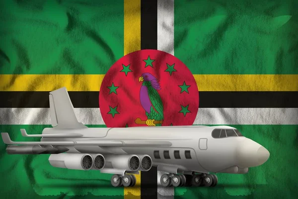 Бомбардувальник у Домініка державний прапор фону. 3D ілюстрація — стокове фото