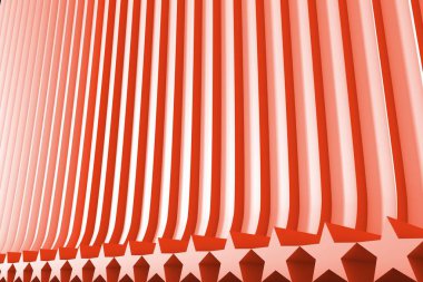 soyut arka plan sevimli kırmızı 3d İllüstrasyon - ekstrüzyon yıldız şekli, tatil kavramı ile oluşan geometrik yüzeyler