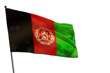 Açık beyaz arka plan izole üzerinde Çırpınan Afganistan bayrağı. 