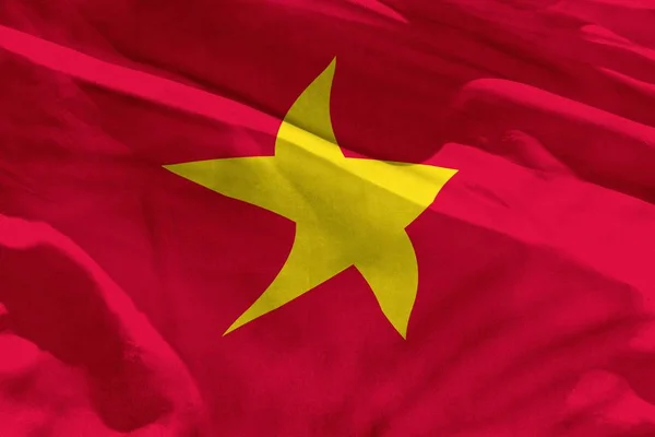 Ondeando la bandera de Vietnam para usar como textura o fondo, la bandera está ondeando en el viento — Foto de Stock