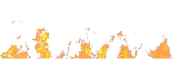 Chamas de fogo reais isoladas no fundo branco. Mockup em branco de 5 chamas . — Fotografia de Stock