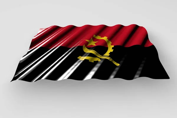 Beau drapeau brillant de l'Angola avec de grands plis se trouvent isolés sur le gris - tout drapeau de célébration illustration 3D — Photo
