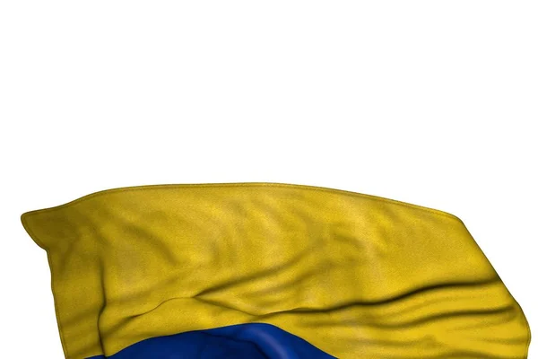 Wunderbare kolumbianische Fahne mit großen Falten lag im Boden isoliert auf weiß - jede Feier Fahne 3d Illustration — Stockfoto