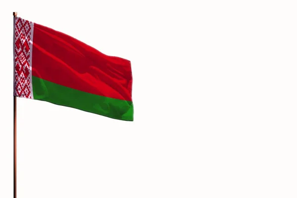 Размахивание изолированным флагом Беларуси на белом фоне, макет пространства для Вашего контента . — стоковое фото
