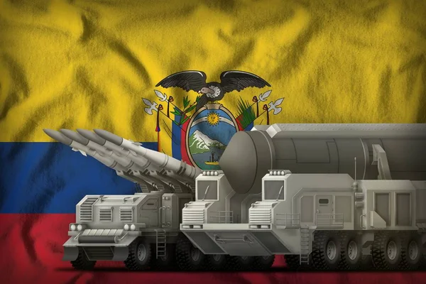 Еквадор ракетних військ концепцію на національному тлі прапора. 3D-ілюстрація — стокове фото