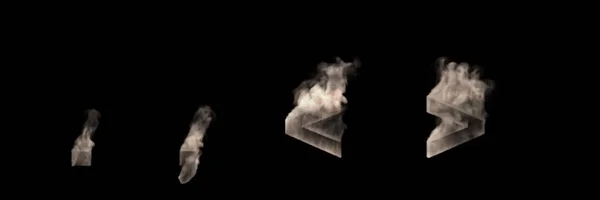 Período (parada completa) coma y más o menos signos de humo denso o niebla aislado en negro, fuente de miedo artístico - Ilustración 3D de símbolos — Foto de Stock