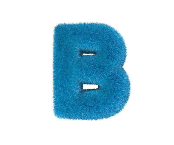 Γράμμα B του μπλε γλυκό τριχωτό γραμματοσειρά απομονωθεί σε λευκό φόντο, τα παιδιά concept 3D εικόνα των συμβόλων — Φωτογραφία Αρχείου