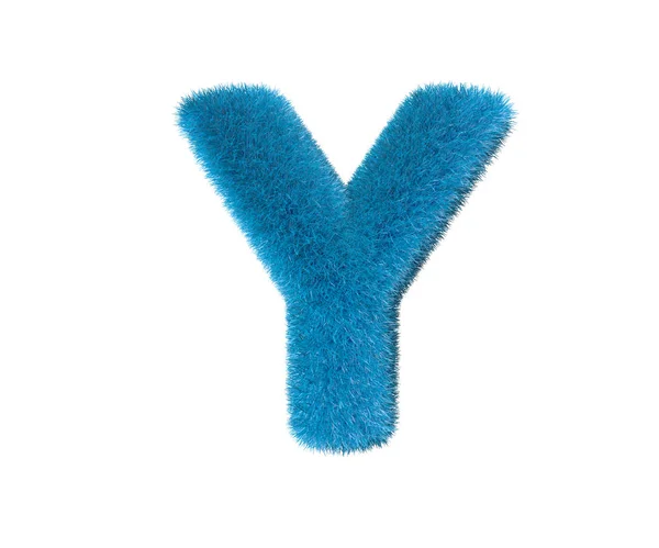 Γράμμα Y του μπλε διασκεδαστική γραμματοσειρά hirs απομονωθεί σε λευκό φόντο, τα παιδιά concept 3D απεικόνιση των συμβόλων — Φωτογραφία Αρχείου