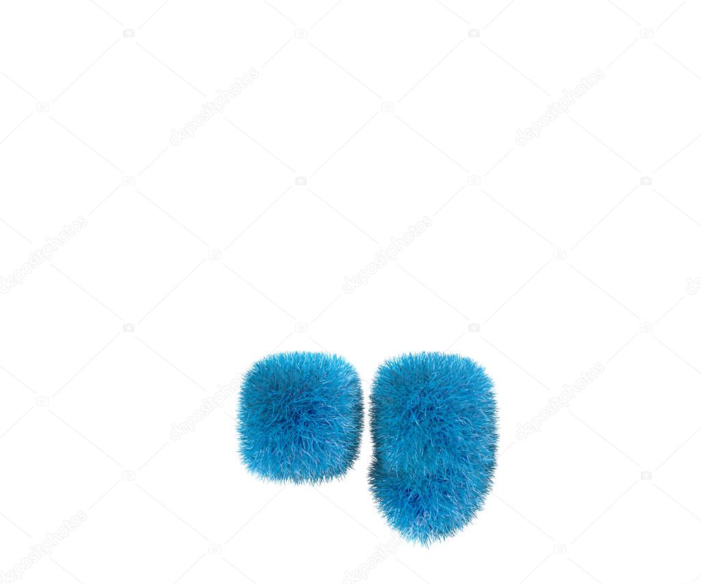 period (full stop) and comma of blue laughable wooly font isolated on white background, kids concept 3D illustration of symbols