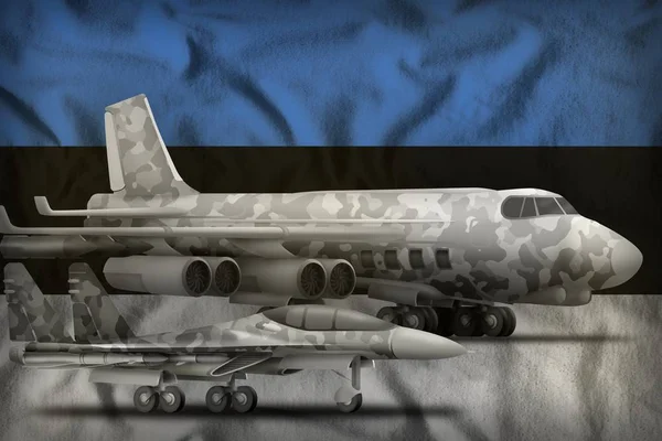 爱沙尼亚空军概念在状态旗子背景。3d 插图 — 图库照片