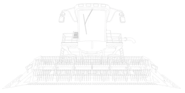 Ilustração 3D industrial do modelo 3D fino e detalhado da colheitadeira agrícola de trigo grande no conceito de inovação de veículos agrícolas brancos — Fotografia de Stock