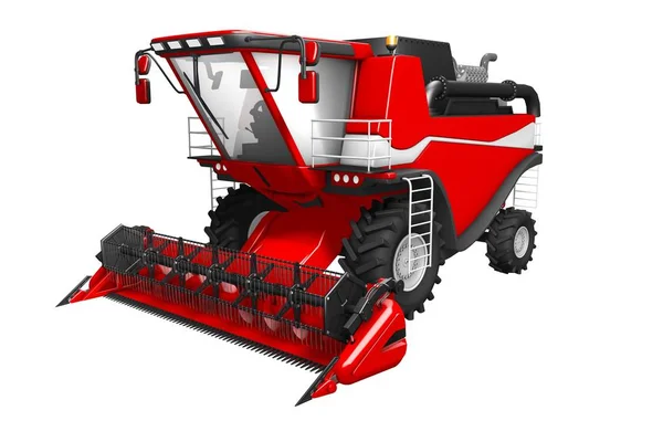 Industriële 3D-illustratie van grote gesmolten rode landelijke Harvester vooraanzicht geïsoleerd op wit — Stockfoto