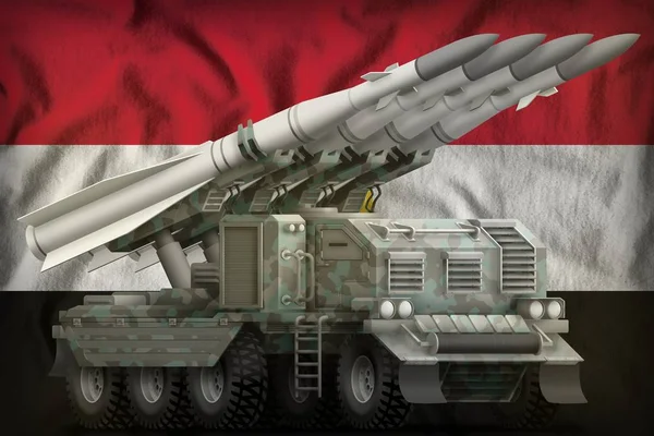 Tactical short range ballistic missile with arctic camouflage on the Egypt national flag background. 3d Illustration — Stock Photo, Image