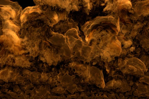 사방에서 불꽃 - 화재 무거운 구름과 연기 의 화재 3D 그림 — 스톡 사진