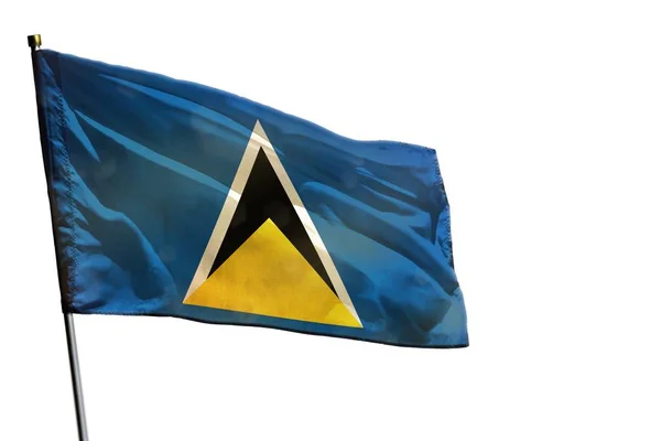 Fluttering Saint Lucia flag on clear white background isolated. — Stock Photo, Image