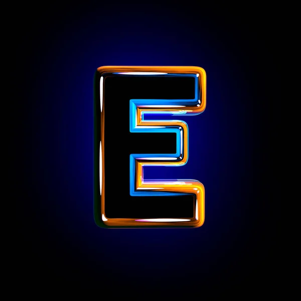 Σκούρο λαμπερό γυαλί γραμματοσειρά-γράμμα E απομονωθεί σε σκούρο φόντο, 3D απεικόνιση των συμβόλων — Φωτογραφία Αρχείου