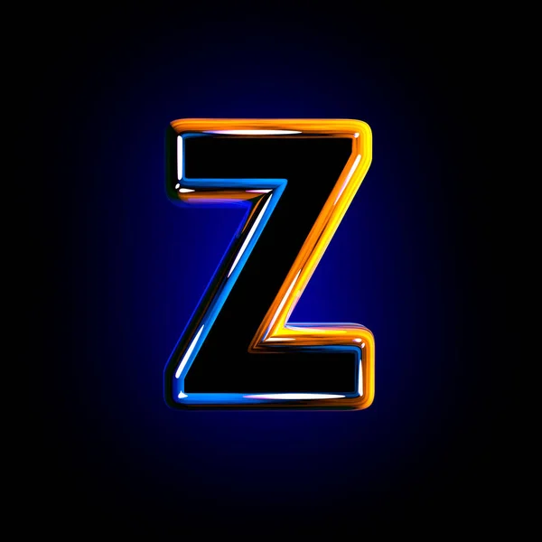 글자 Z 유리 어두운 파란색 광택 글꼴 검은 배경에 고립 - 기호의 3D 그림 — 스톡 사진