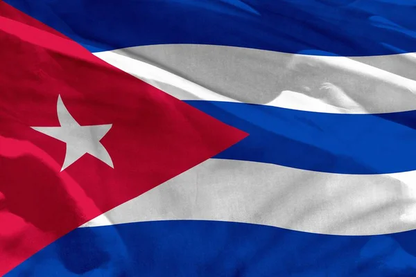 Ondeando la bandera de Cuba para usarla como textura o fondo, la bandera ondea al viento — Foto de Stock