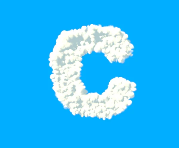 Clouds design alphabet, white cloudy letter C isolated on sky background - Ilustración 3D de símbolos —  Fotos de Stock