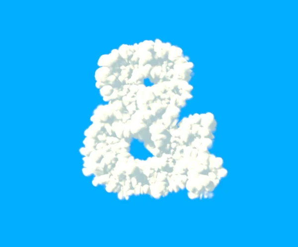 Clouds design alphabet, white cloudy ampersand isolated on sky background - 3D illustration of symbols — Stock Photo, Image