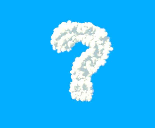 Nuvens alfabeto criativo, ponto de interrogação nublado branco isolado no fundo do céu - ilustração 3D de símbolos — Fotografia de Stock