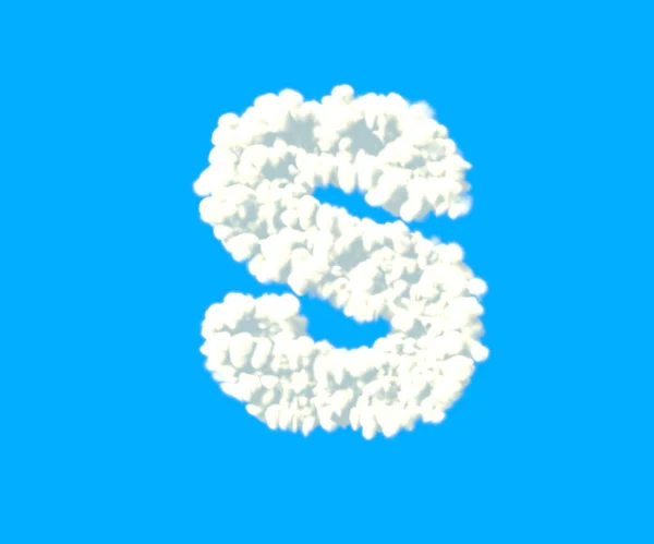 Bulutlar tasarım alfabesi, gökyüzü arka planda izole beyaz bulutlu harf S - sembollerin 3d illüstrasyon — Stok fotoğraf