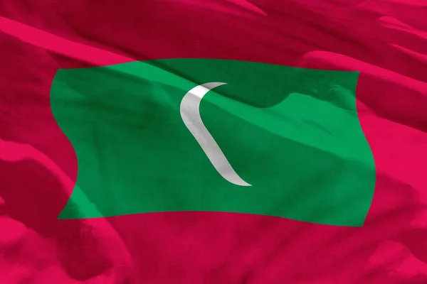 Waving Maldives flag for using as texture or background, the flag is fluttering on the wind — Stock Photo, Image