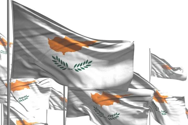 pretty many Cyprus flags are waving isolated on white - any celebration flag 3d illustration