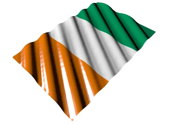 Beautiful shiny flag of Cote d Ivoire with large folds lie isolated on white - any celebration flag 3d illustration — Stock Photo, Image