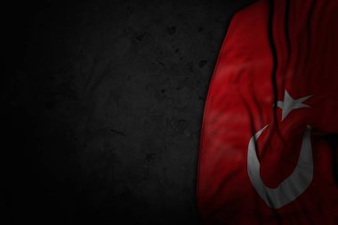 metin için ücretsiz yer ile siyah taş üzerinde büyük kıvrımlar ile Türkiye bayrağı güzel karanlık görüntü - herhangi bir vesileyle bayrak 3d illüstrasyon