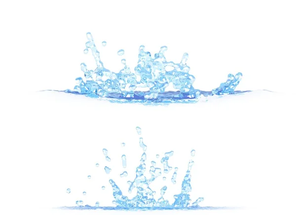美しい水しぶきの2つの側面図の3Dイラスト - 任意の目的のために、白に隔離モックアップ — ストック写真