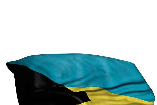 Niedliche Bahamas-Flagge mit großen Falten, flach im Boden liegend, isoliert auf weiß - jede Gelegenheit Flagge 3d Illustration — Stockfoto