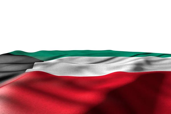 Красивые макеты флага Кувейта, лежащие с перспективным видом изолированы на белом с местом для текста - любой праздник флаг 3d иллюстрации — стоковое фото