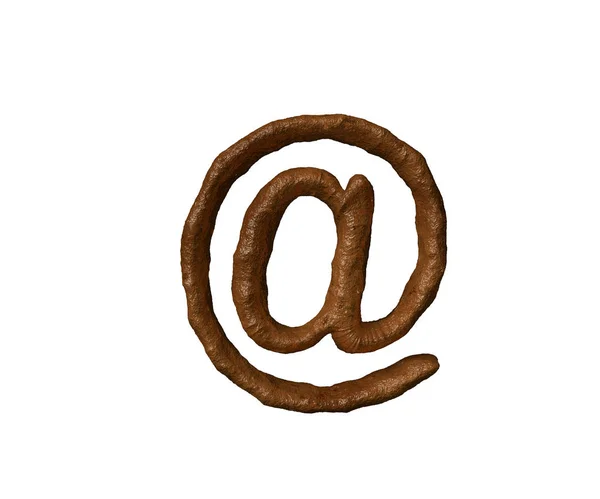 Bruin klei of Poo lettertype-op teken geïsoleerd op witte achtergrond, 3D illustratie van symbolen — Stockfoto