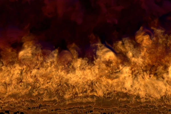 Πύρινη κόλαση σε μαύρο φόντο, φλεγόμενη κορνίζα με σκούρο καπνό-πυρκαγιά από γωνίες εικόνας-Fire 3D απεικόνιση — Φωτογραφία Αρχείου