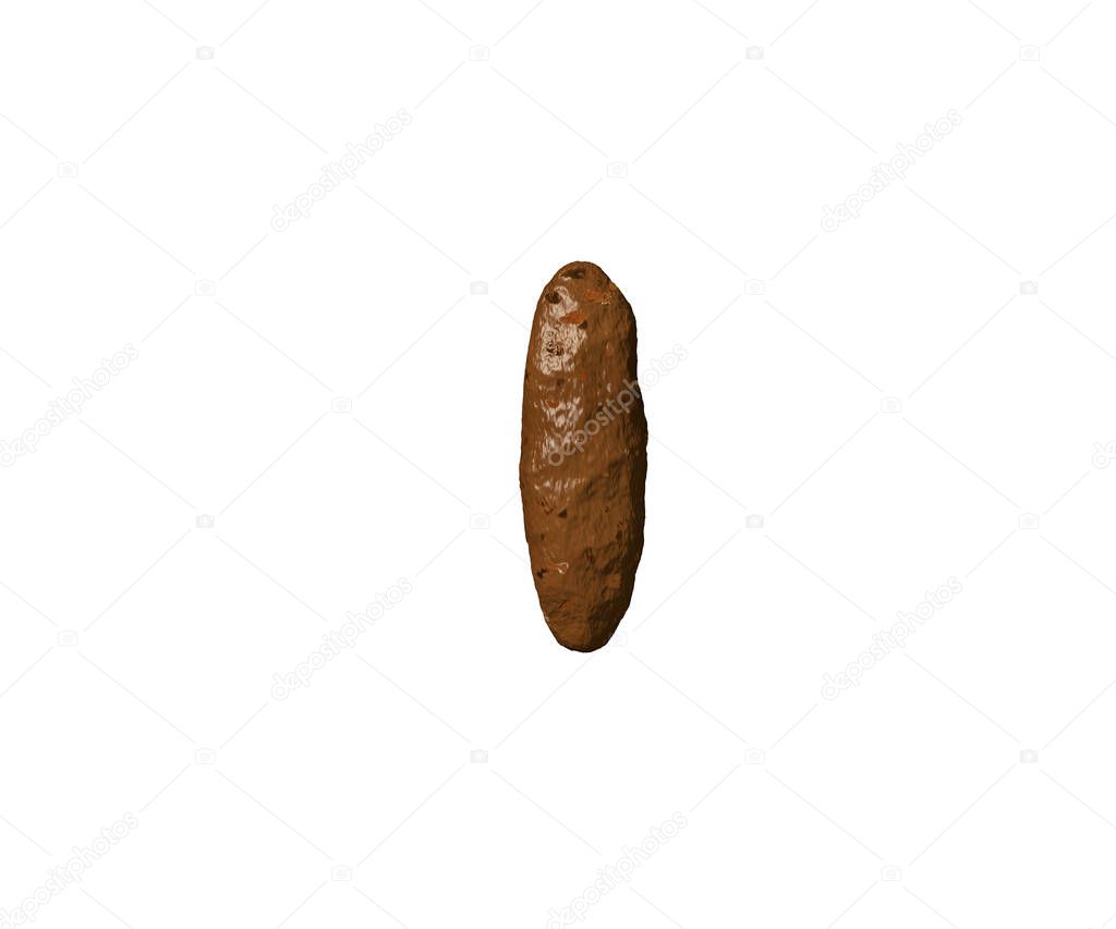 letter I of poo or clay isolated on white - bad smell brown font, 3D illustration of symbols