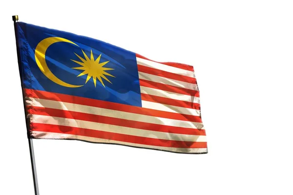 Flatternde malaysische Flagge auf klarem weißem Hintergrund isoliert. — Stockfoto