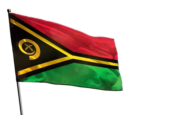 Açık beyaz arka plan izole üzerinde çırpınan Vanuatu bayrağı. — Stok fotoğraf