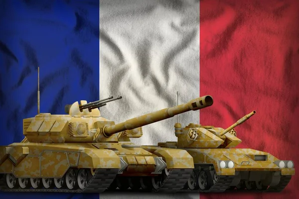 Frankreich Panzertruppen Konzept auf dem Hintergrund der Nationalflagge. 3D-Illustration — Stockfoto