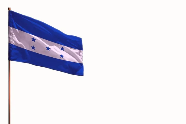 Fluttering Honduras isolated flag on white background, mockup with the space for your content. — Stock Photo, Image