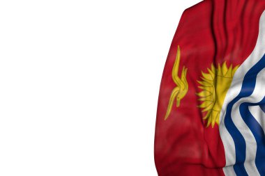 büyük kıvrımlar ile sevimli Kiribati bayrak beyaz izole sol tarafında yalan - herhangi bir bayram bayrağı 3d illüstrasyon