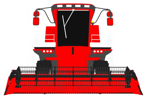 Ilustração 3D industrial de desenho animado colorido modelo 3D de grande colheitadeira agrícola de trigo vermelho no branco, clip art para imagens da indústria de alimentos — Fotografia de Stock