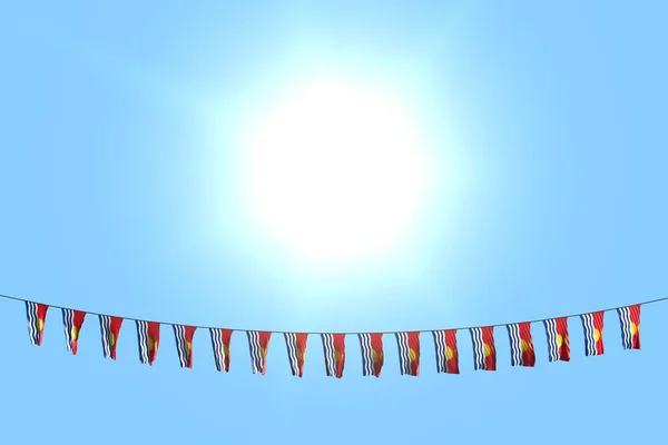 Чудовий багато Кірібаті прапори або банери висить на мотузці на синьому тлі неба-будь-який бенкет прапора 3D ілюстрація — стокове фото