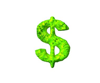 toksik jöle alfabesi - dolar - beyaz arka plan, sembollerin 3d illüstrasyon izole canavarca tarzı peso işareti