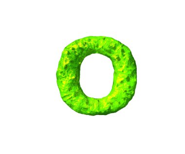 beyaz arka plan üzerinde izole canavarca tarzında O harfi - kireç jöle alfabesi, sembollerin 3d illüstrasyon