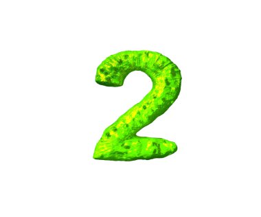 beyaz arka plan izole yabancı tarzı 2 numara - kireç yabancı eti yazı tipi, sembollerin 3d illüstrasyon